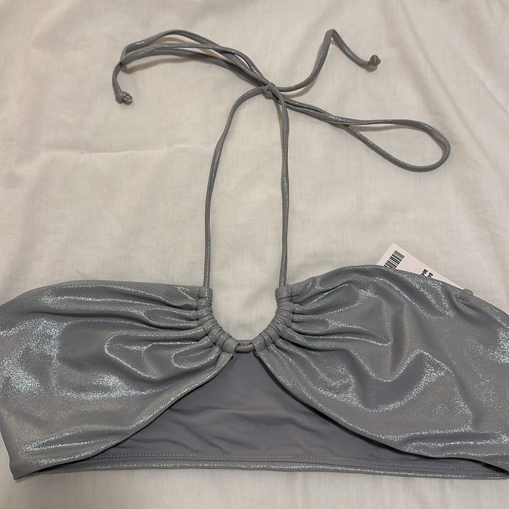 NWT UO Out From Under Isla Metallic Bandeau Bikini Set Top-Size L Bottoms-Size M - Picture 9 of 16